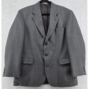 Vtg Haggar Tweed Wool Blazer 48R Houndstooth Sport Coat Blue‎ Gray 3 Button